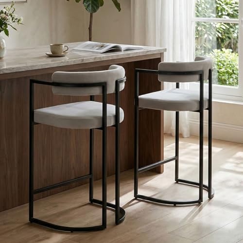 chairus Lot de 2 Tabourets de Bar Chaises Bar en Velours Chaises Hautes Cuisine avec Repose-Pieds...