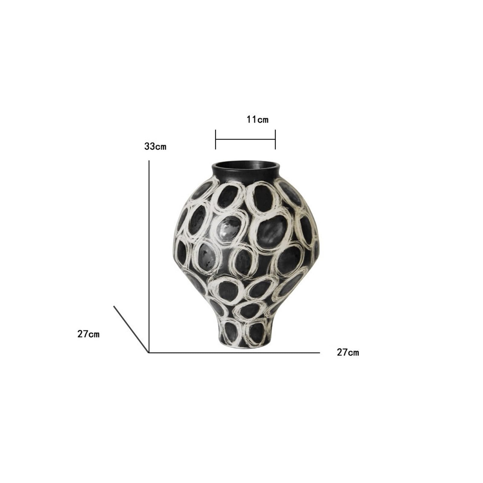 Wazon z kwiatami Ceramiczny czarny wazon w środkowym stylu starożytnym z miejscem na kwiaty, okrągła ozdoba
