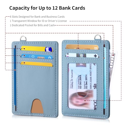 Image of Mayski Slim Wallet, Credit Card Holder for Women, Minimalist Front Pocket RFID Blocking Card Cases, Small Wallet Women Men(MF Blue)