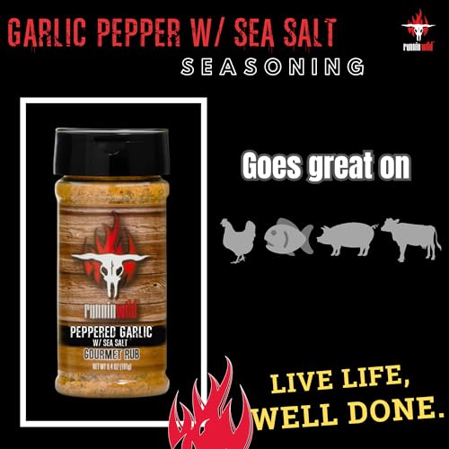 Image of Bold Garlic Pepper with Sea Salt Seasoning - SPG Seasoning Blend Reimagined for Bigger Flavor | All-Purpose Garlic Salt Rub for Steak, Chicken, Veggies | Runnin' Wild, 7.2 oz