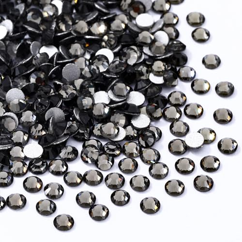 Image of Gray Flatback Rhinestones, Glass Rhinestones for Nail Art and Craft, Glue Fix, Loose Crystal Gemstones(Gray, SS4, 1440pcs, 1.5-1.7mm)