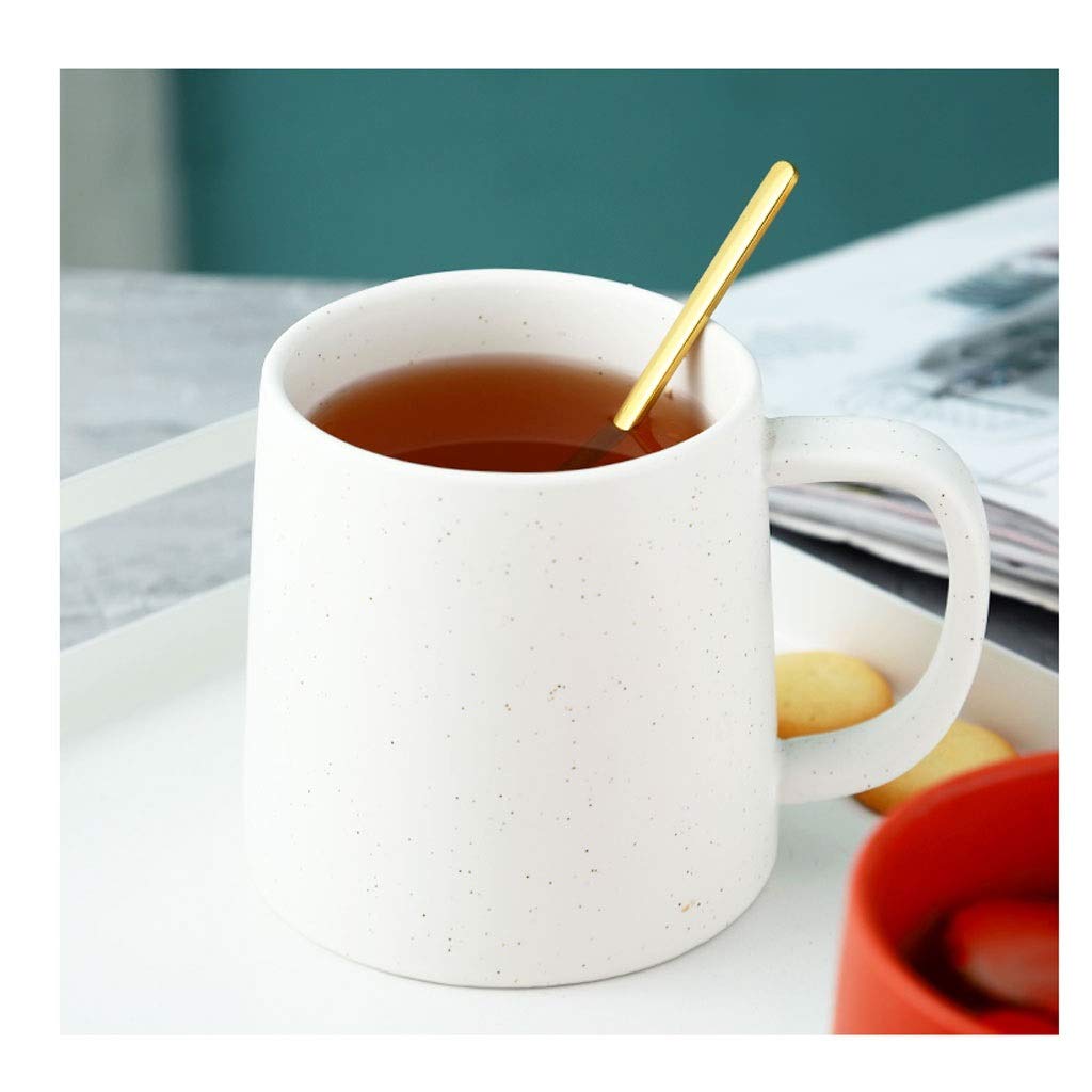 Kubek do kawy Matowy ceramiczny duży kubek porcelanowy Kawa Herbata Kakao Wielokolorowy biurowy kubek na wodę z łyżką (C)