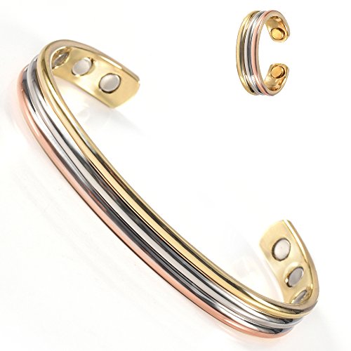 Wollet Jewelry one Set Bracelet&Ring Anti Arthritis Rheumatism Flower Cuff Bangle Women Men