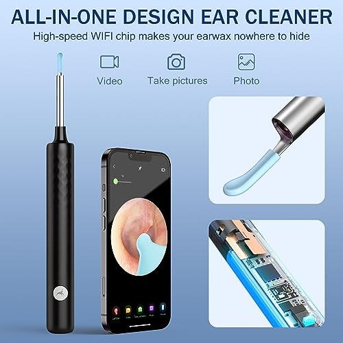 Ear Wax Removal Tool Camera, Earwax Removal kit with 7 Ear Pick, Ear Cleaner with Camera and Light, Ear Cleaning Kit, 1080P Ear Camera for iOS & Android Black - Thumbnail 3