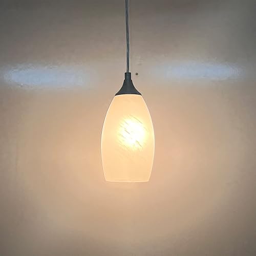 Miniatura 2 de Paquete de 3 lámparas colgantes de isla de cocina para interiores, 1 unidad, 4.75 pulgadas, hecha a mano, vidrio esmerilado, pantalla con acabado de