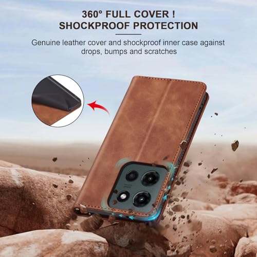 Image of Jasonyu Flip Wallet Case for Moto G 5G (2025),Brown