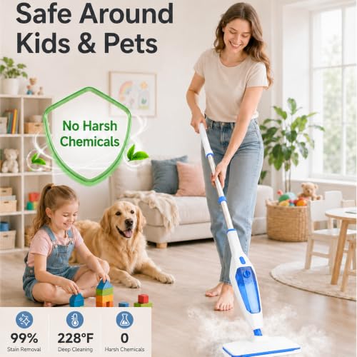 Image of SENMO Steam Floor Mop, 14-in-1 Detachable Steam Cleaner for Home Cleaning | 1300W 228F Deep Cleaning MultiPurpose Steamer with 14 Attachments for Floor, Tile, Grout, Furniture, Carpet, Wall