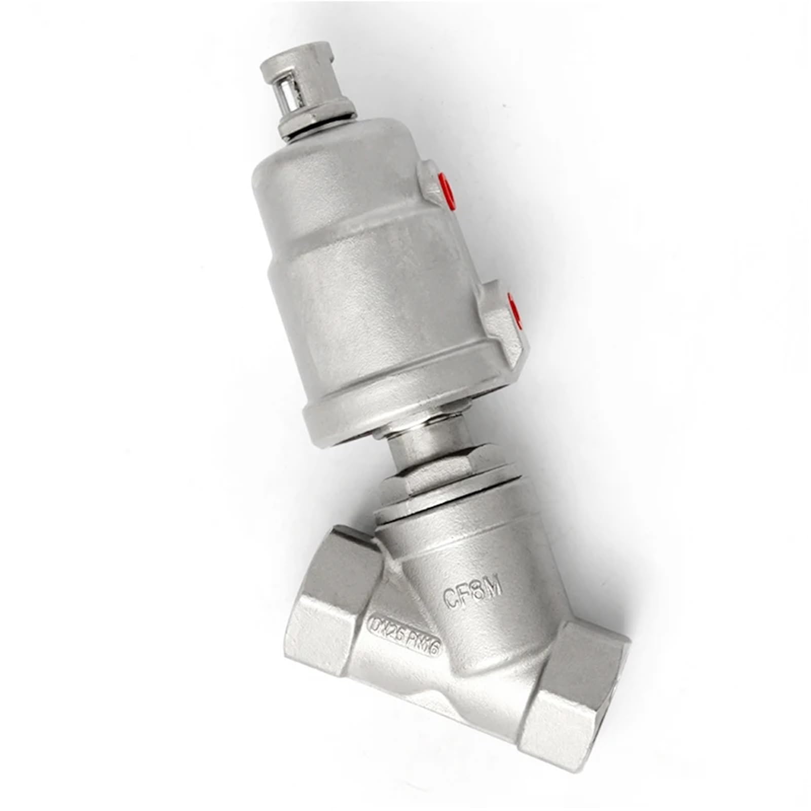 Vanne à siège incliné actionneur pneumatique DN25 16 bar inox pour gaz