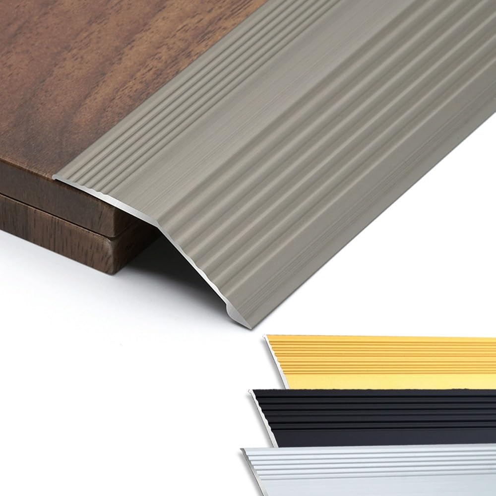 GFYHTN Aluminum Floor Transition Strip, Threshold Transition Strip, Threshold Reducer For Doorway Ramp, Bridge The Height Gap Between 6mm-20mm(Gray)