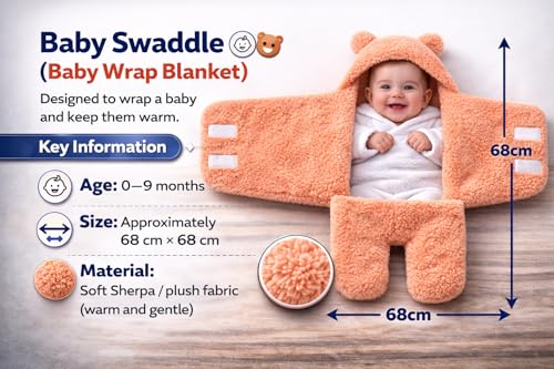 Image of BRANDONN Baby Blanket Newborn Gift Pack of Swaddle Wrapper, 0-9 Months, Length 68 cm x Width 68 cm