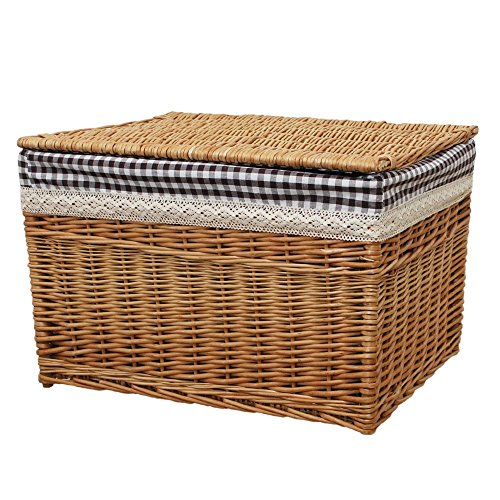 内布チェック柄 フタ 付き かご 収納 バスケット LLサイズ