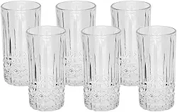 Mimo Style, Jogo de 6 Copos Long Drink Luita Vidro Texturizado 350ml Sofisticados e Elegantes