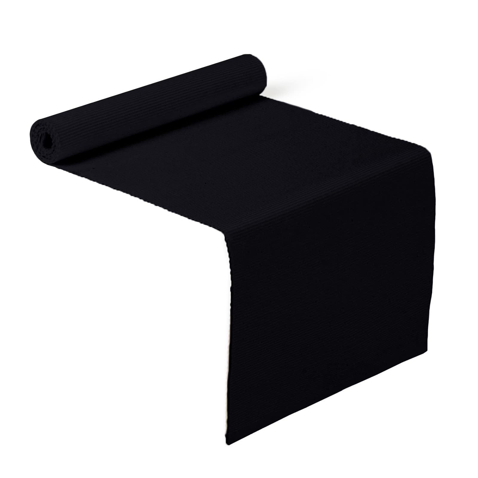 Encasa XO Dining Table Runner 32x200 cm, Solid Black - Image 4