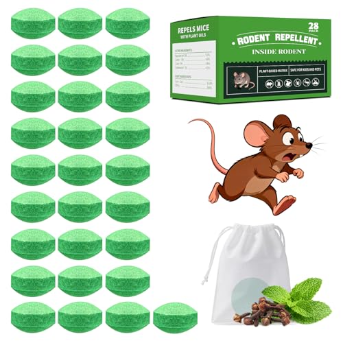 Rodent Repellent Balls 28 Pack, Mouse Repellent for Indoor & Outdoor Use, Long-Lasting Protection for Kitchen, Garden, and Home, Safe for Family and Pet