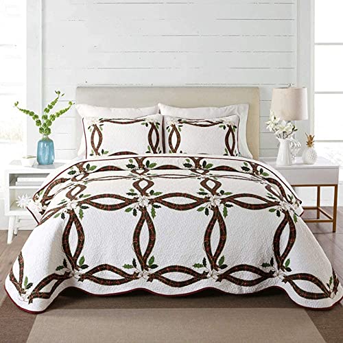 Copriletto Queen Per Letto Matrimoniale, Trapunta Con Condizionatore D'Aria Lavato, Copriletti Trapuntati In Cotone 230X250 Cm, Decorazione In Stile Americano, Set Di Biancheria Da Letto In 3 Pezzi,