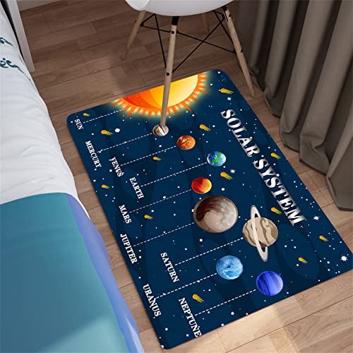 Outer Space Rugs Small Size Universe Solar System Planet Theme Carpets Kids Rugs for Playroom Educational Learning Area Rug for Living Room Bedroom Indoor Crystal Polyester Floor Sofa Mats, 2'×3'