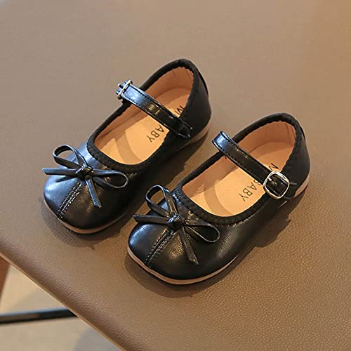 EnJoCho Glittery Boots for Girls Summer and Autumn Girls Boots Cute Flat Solid Color Bow Buckle Casual and (Black, 10)2