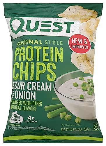 Image of Quest Nutrition Protein Chips, Sour Cream & Onion, 21g Protein, 3g Net Carbs, 130 Cals, 1.2oz Bag, 1 Count, High Protein, Low Carb, Gluten Free, Soy Free, Potato Free