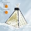 Pet Tent/Tipi for Cats & Dogs - Washable Canvas, Foldable Pet Teepee with Anti-Slip Base & Detachable Cushion | Indoor/Outdoor Safe Shelter for Pets Up to 66lbs-Beige-M
