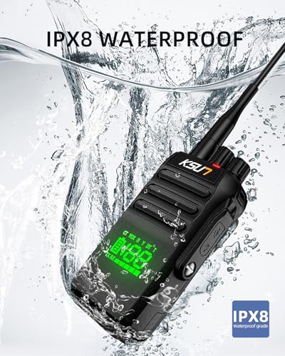 KSUN P88 Handheld Marine Radio Floating IP68 Waterproof, Portable Marine Two-Way Radio, International Marine Channels 136-174 MHz LED Screen for Safe Boating, Vibration Drainage, Backlit, Boat Radio