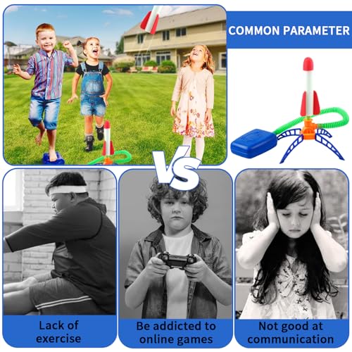 HhBdy Raketen Spielzeug für Kinder, Rakete Spielzeug mit 8 Schaumraketen Rakete Luftdruck Im Freien Rocket Toy für Kinder Raketen Luftdruck für Geburtstagsgeschenke für Jungen und Mädchen