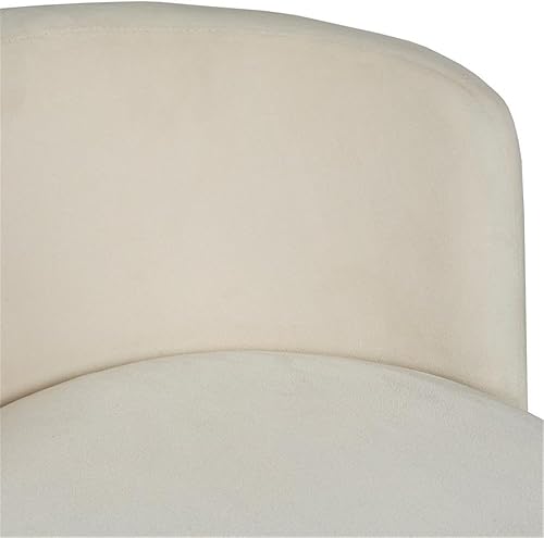 Miniatura 6 de Hillsdale, Marisol Taburete de Tocador Redondo de Metal y Tapizado con Respaldo Cóncavo para Sala de Maquillaje o Baño, Color Blanco Roto Blanco