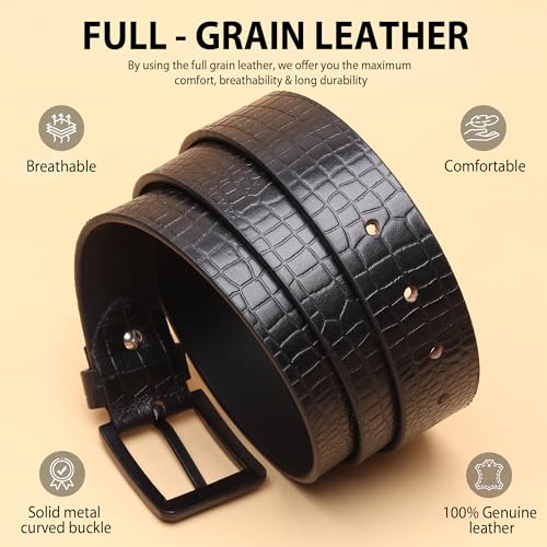 Image of HAYES LONDON Belts for Men Leather Original, Formal & Casual Leather Belt with Solid Metal Curved Buckle