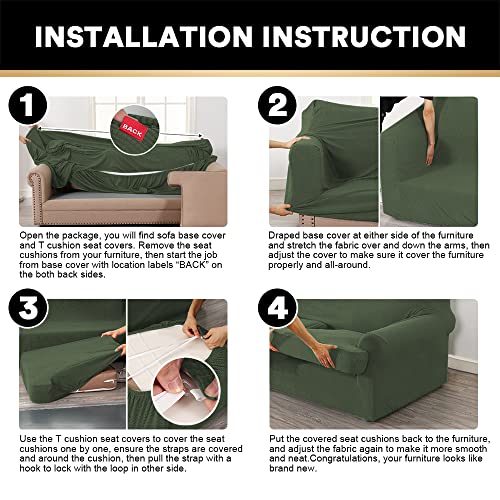 Princedeco PART-PDSOFA-3R-3TCUSHION-BRONZEGREEN-BL T Cushion Sofa Slipcover 4 Pieces Sofa Covers thumb #6