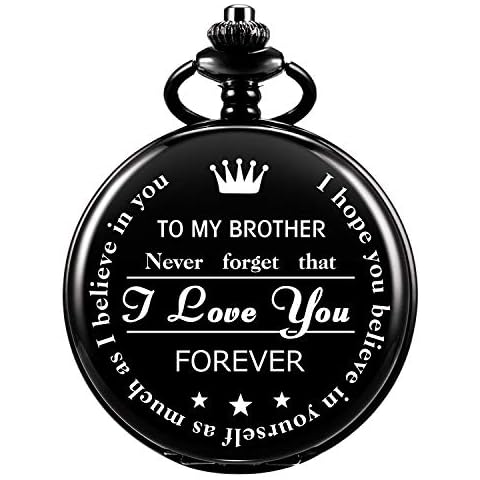 ManChDa Personalized Engraved Pocket Watch to Brother, Vintage Pocket Watches with Chain for Men Cover