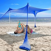 SUN NINJA Pop Up Beach Tent Sun Shelter UPF50+ with Sand Shovel