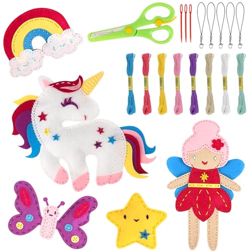 CAUTIOUS Kit Costura para Niños, Victse Set de Manualidades de Coser Fieltro, Juego de Manualidades Coser Kit Manualidad de Coser Fieltro con Aguja de Coser