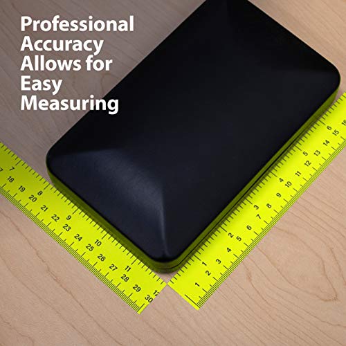 Image of Kenco Pre-Cut Ruler Labels, Repeating 1 Inch X 12 Inch US & Metric Measurements, Bright Yellow - Made in The USA (1 Pack 50 RULERS)