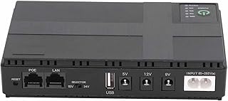 Mini UPS Battery Backup 10400mAh 5V 9V 12V 2A Output POE 15V 24V 1A Uninterruptible Power Supply Portable 85‑265V Input Backup Battery Power Supply (US Plug)