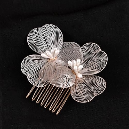 Pente lateral de cabelo de casamento, pentes de cabelo de metal, peças de cabelo pérolas, grampos de