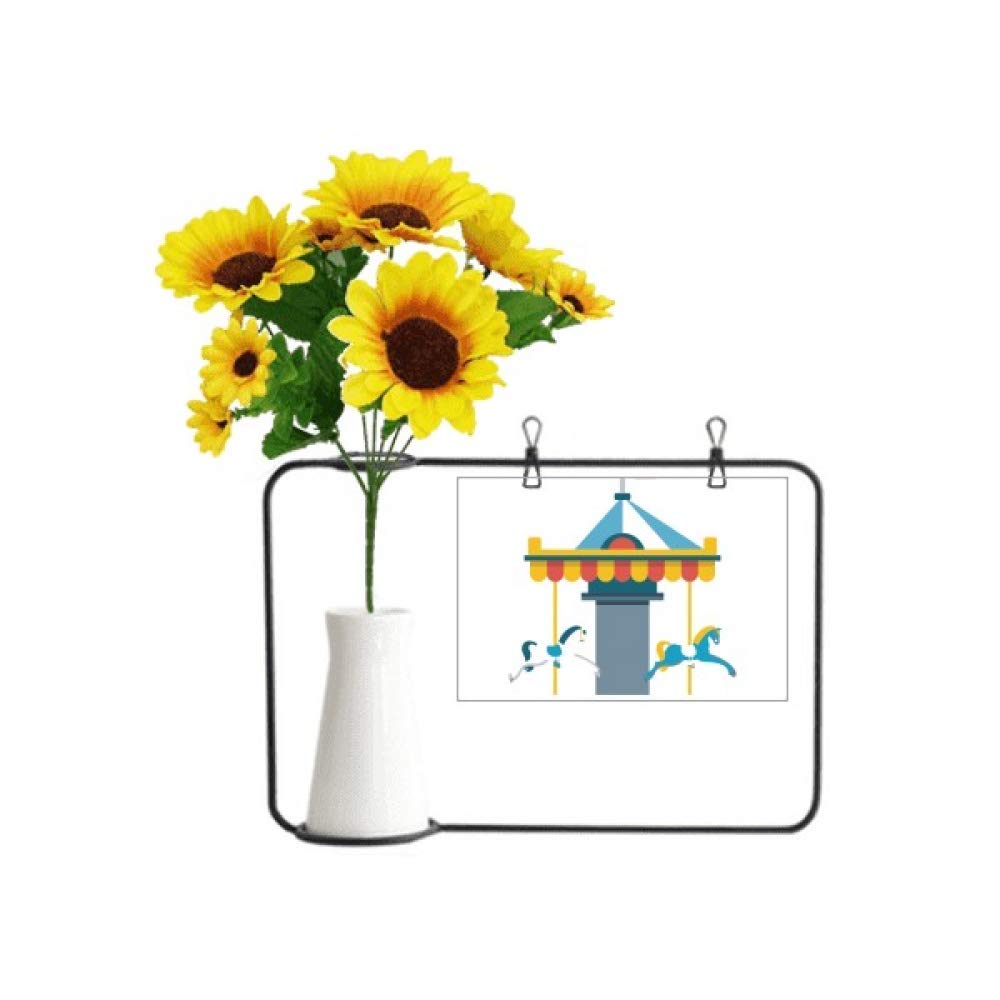 Tournesols artificiels sur carte de bénédiction carrousel pour cadeau original