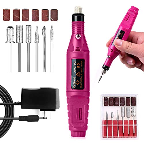 Nail Art Drill Kit, Electric Nail Drill Manicure Filer Kit Nail Buffer Machine Professional, Electric Nail Filer Pedicure Manicure Acrylic Nail, 6 Fil