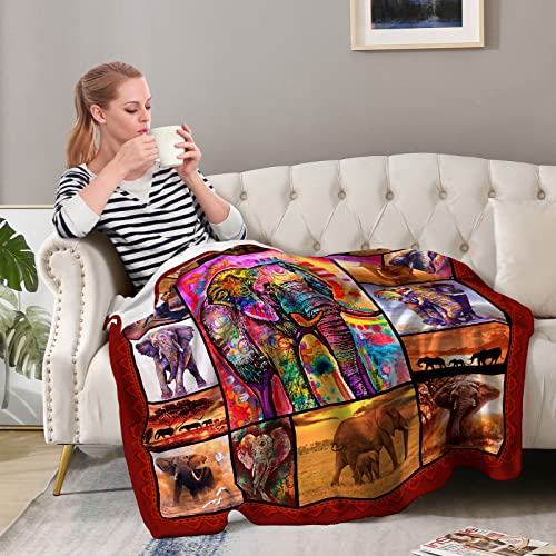 Elephant Blanket Gifts For Women Kids Adults Boys Men Elephant Lovers Home Bedroom Living Room Decor Soft Throw Plush Cozy Bed Couch Fleece Birthday Lightweight Blanket 50"X60" #TOP3