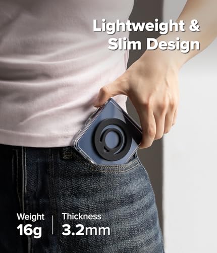 Image of Ringke Dual Magnetic Silicone Ring [Compatible with MagSafe Cases] [Double-Sided Magnetic Loop] Soft Silicone Removable Phone Finger Ring Grip Holder - Black