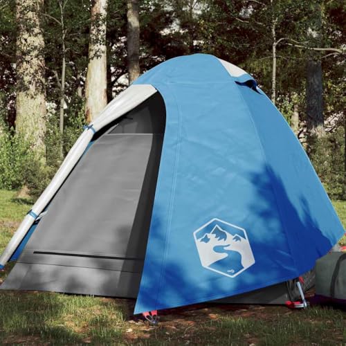 Tienda de campaña de cúpula para 2 personas, color azul, impermeable, poliéster con toldo extraíble y conexión E, ligera tienda de campaña con ventilación de red, compacta y portátil, para exteriores