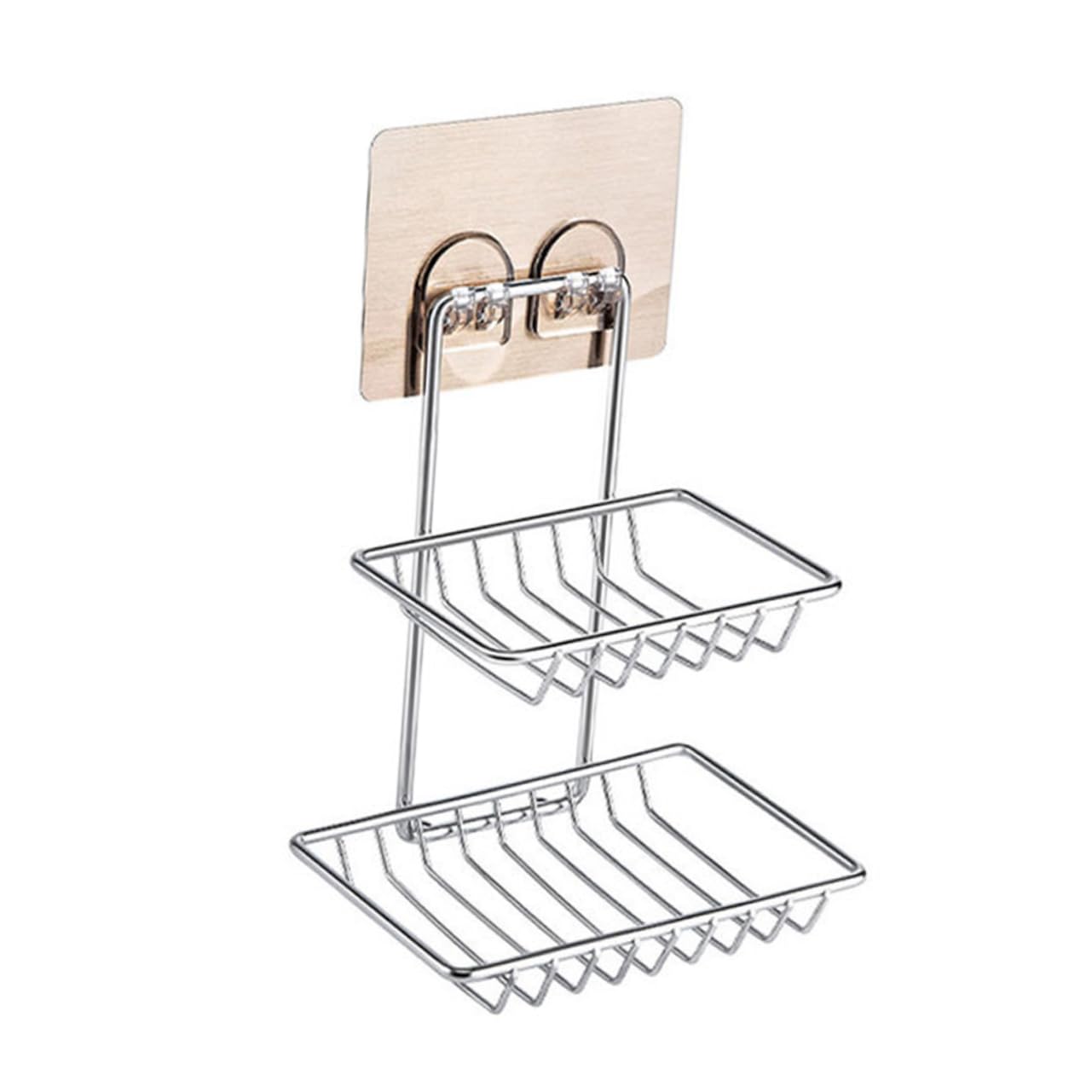 STOBAZA 3 Piezas Soporte de Jabón Inoxidable de Doble Capa para Estante de Jabón Sin Perforación de Pared Jabonera con Antideslizante