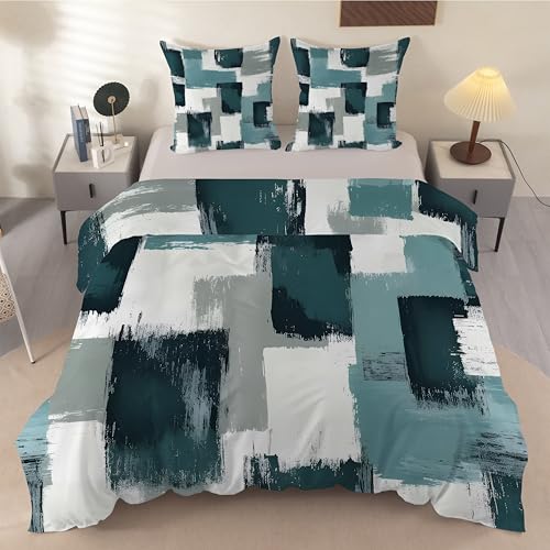 Funda Nordica Cama 105 Retro Acuarela, Ropa de Cama Abstracto - Funda Edredon 200x200 Geométrico de Microfibra Suave con 2 Fundas de Almohada 50x75 cm, con Cremallera Y-967