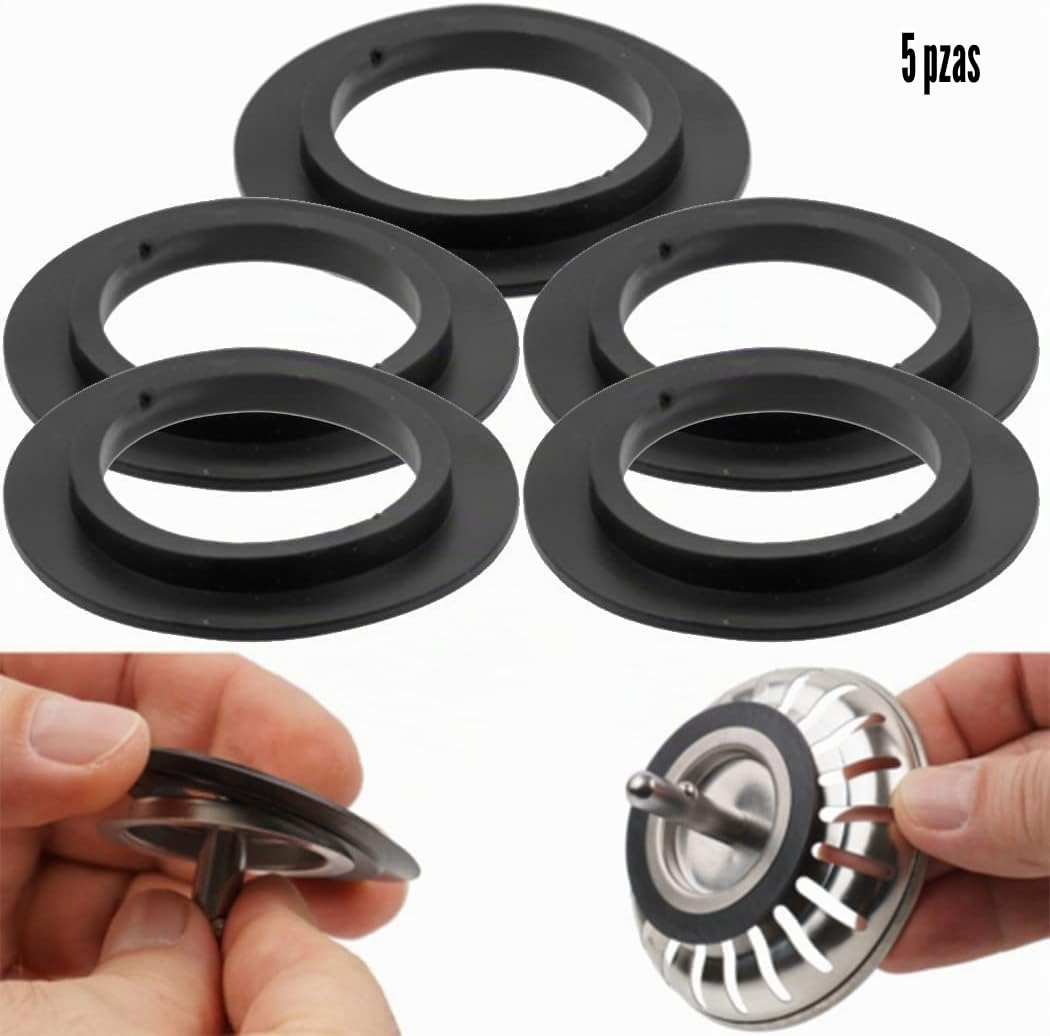 Arandela de Goma para Filtro de cestillo, Junta de Goma para Fregadero, Juntas tóricas, Juntas para tuberías, Tapones a presión para bañera, 5 Piezas (para 82 83 mm)