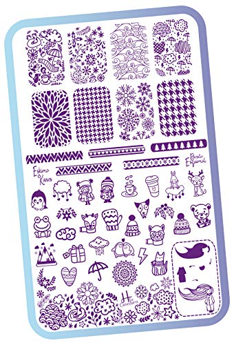 Nail Art Stamping Plate - Eskimo Kisses - Unique & Original Design By Colombian Nail Artist H la Cosedora