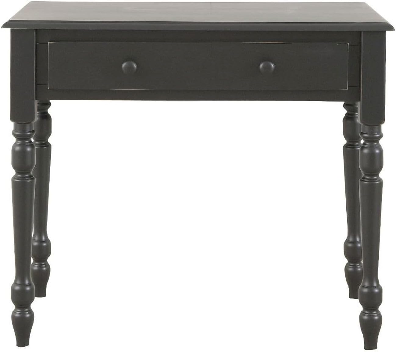 Carolina Chair & Table Bella Rectangular Writing Desk with Flip Top 1 Drawer - Vintage Turned Legs, Hand Finish Solid Wood Desk - Traditional Keyboard Tray Table for Bedrooms, Office (Antique Black)