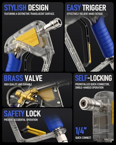 Image of XENDYWASHER Short Swivel Pressure Washer Gun Pro, Stubby Pressure Washer Gun with 3 /8 inch Smooth & 1 /4 inch Quick Connector, Self-Locking Quick Connect Compatible with Hose Foam Cannon Car Wash Foam Gun