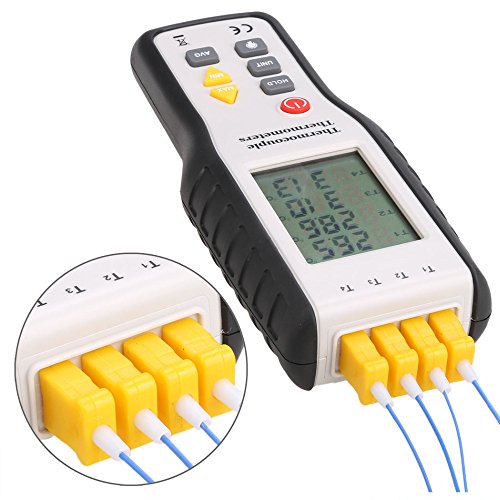 image for Leaton 4 Channel K Type Digital Thermometer Thermocouple Sensor -200~1