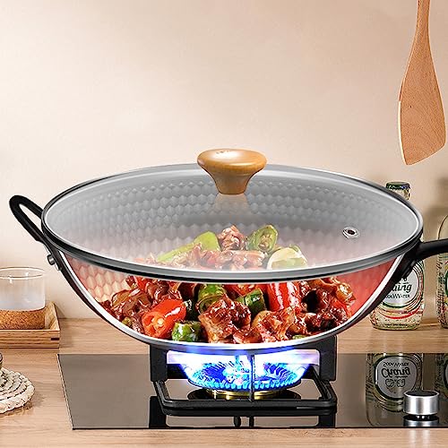 Wok de acero al carbono 32cm con mango de madera miniatura 3