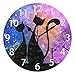 Magic Cats Design Round Wall Clock, Silent Non Ticking Oil Painting Decorative for Home Office School Clock Art