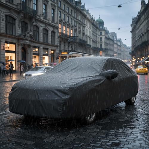 Image of Sulfar 100% Water Resistant Car Body Cover Compatible with Mirror for MG Windsor EV (Triple Stitched, Full Bottom Elastic, Dark Grey)