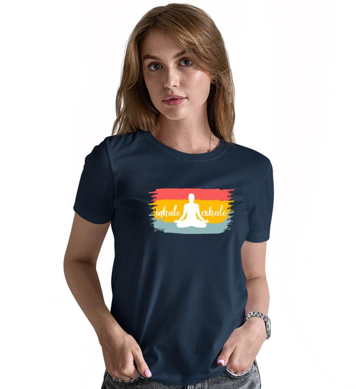 Image of INDISSH Women's Regular Fit Half-Sleeves YOGA22 Themed Garphic Printed Tshirt|Regular Wear T-Shirt for Women's| Pack of 1 T-Shirt|
